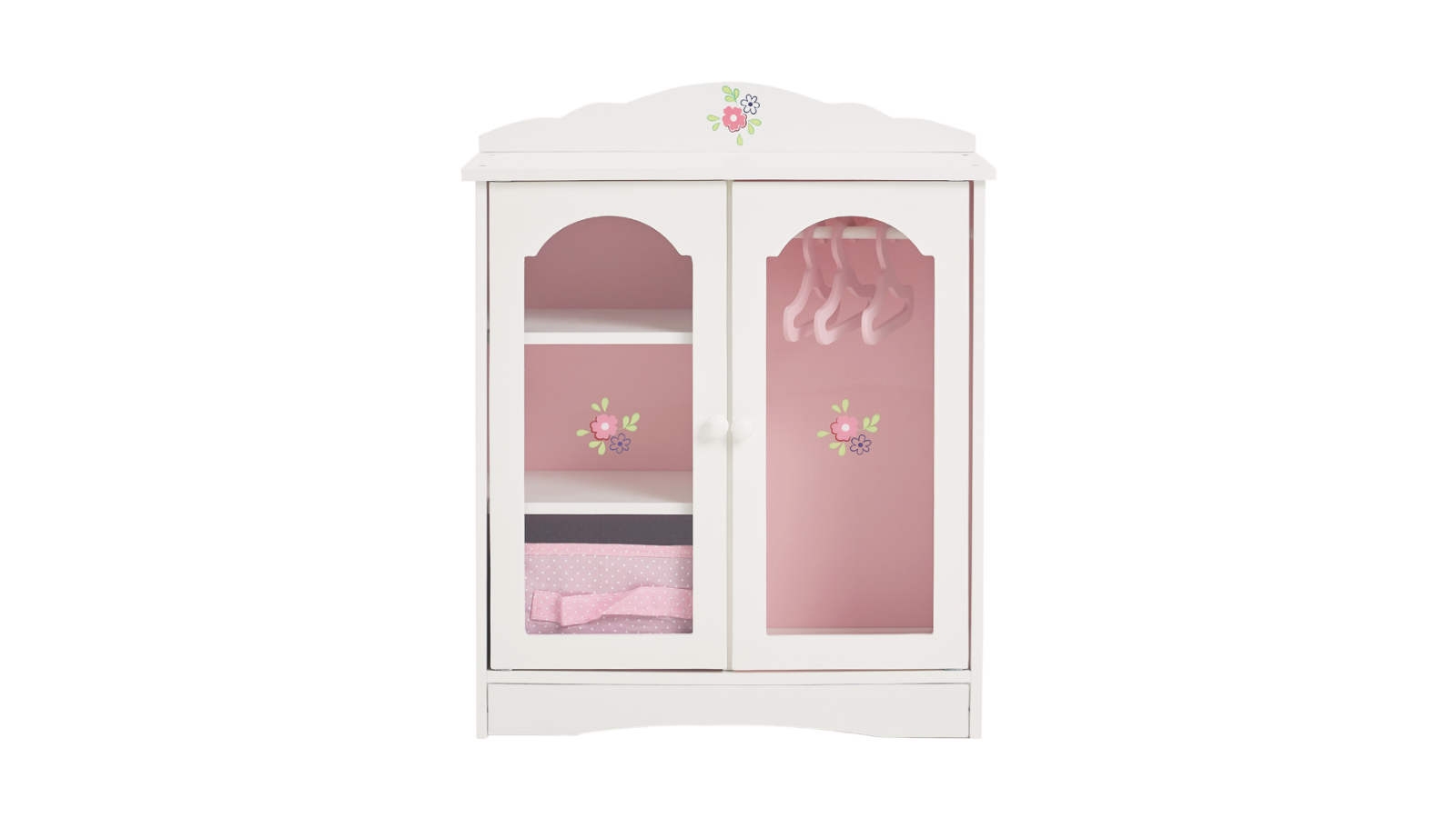 Olivia's Little World Flora 18inch Doll Closet with Shelves Hangers and Storage Bin - White