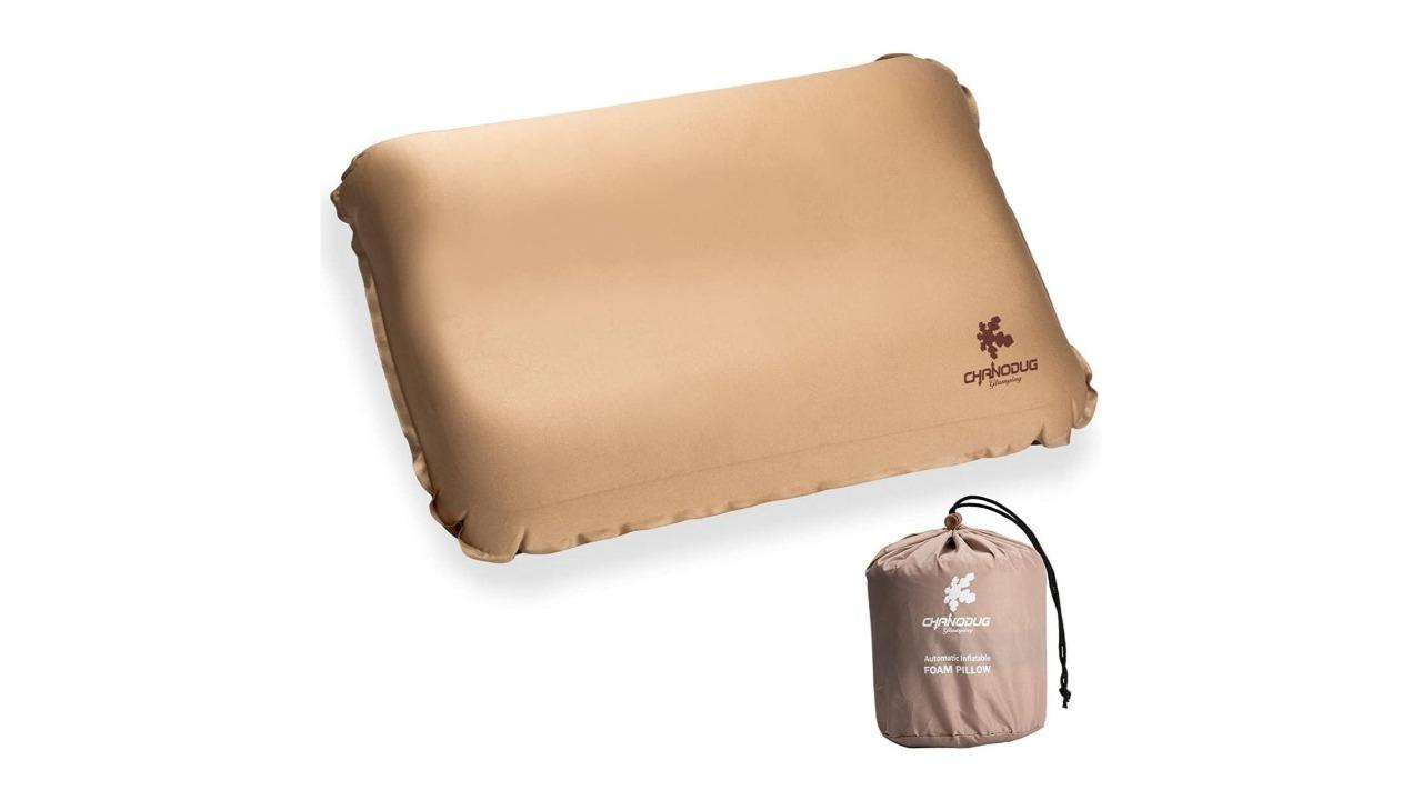 Jacksaqua Self Inflating Camping Pillow with Ergonomic 3D Support Travel Foam - Luxury Gold