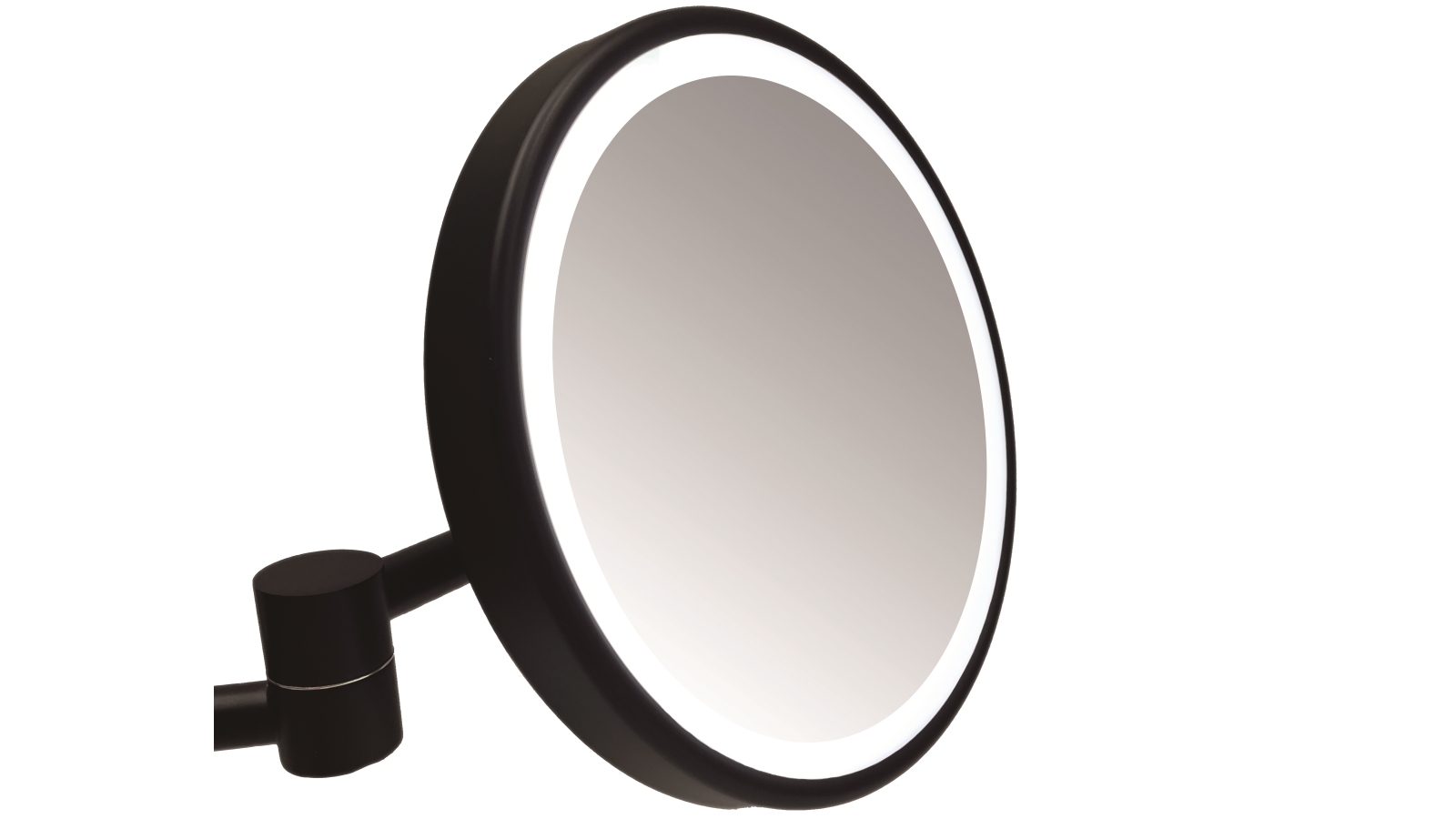 Remer Illusion 203mm Round Magnifying LED Mirror with Demister Matte Black Harvey Norman