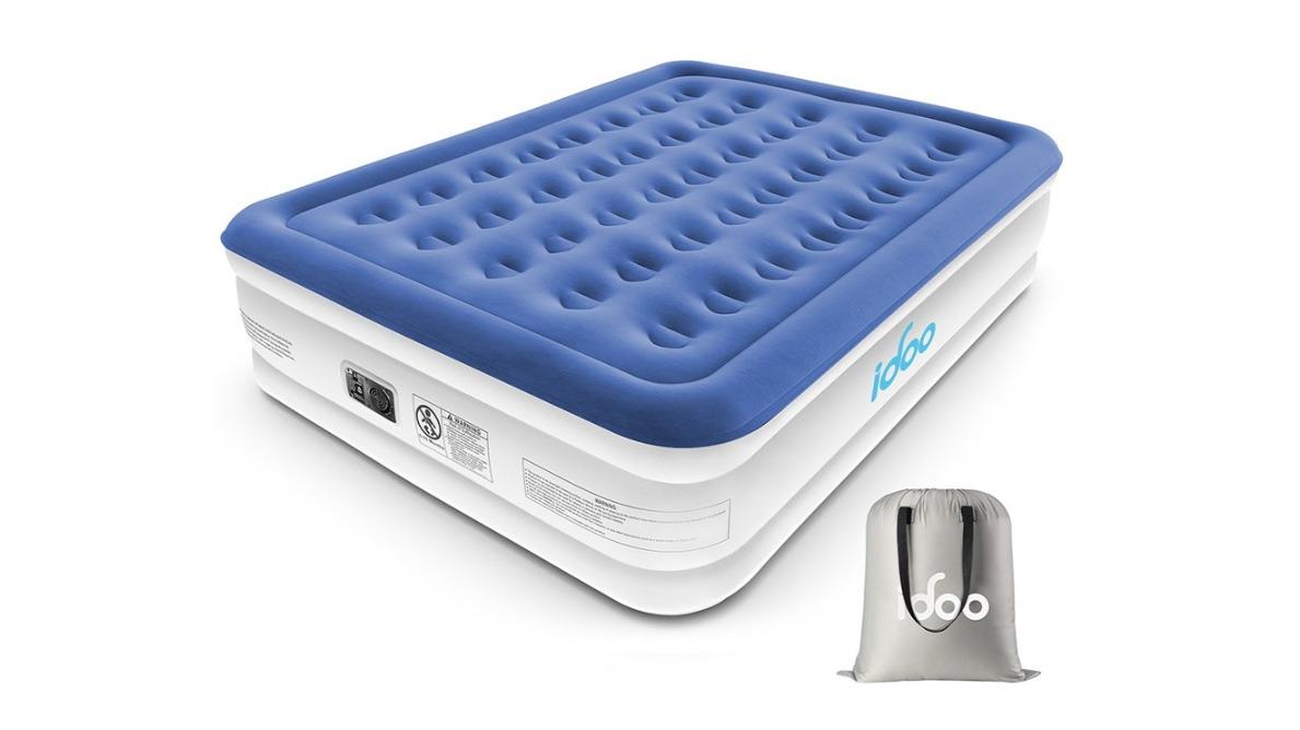 iDoo Queen Size Air Mattress Inflatable Bed with Built-in Electric Pump Portable