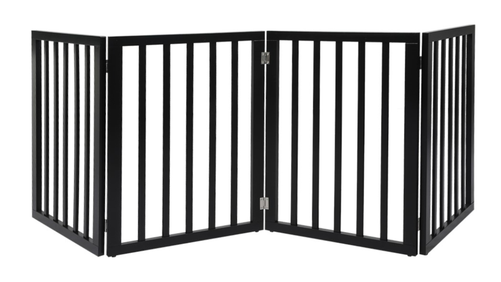 PaWz 4 Panels Wooden Pet Gate Dog Fence Safety Stair Barrier - Black