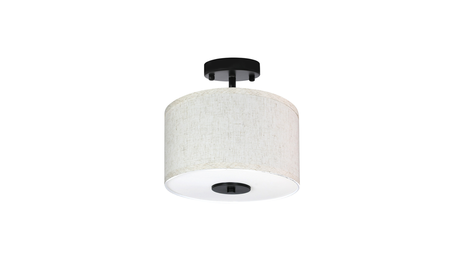 Emitto Round Semi Flush Mount Linen Drum Shade Ceiling Light