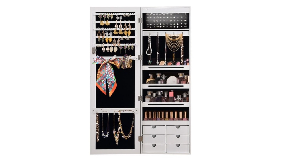 Levede Jewellery Full Length Mirror Storage - White