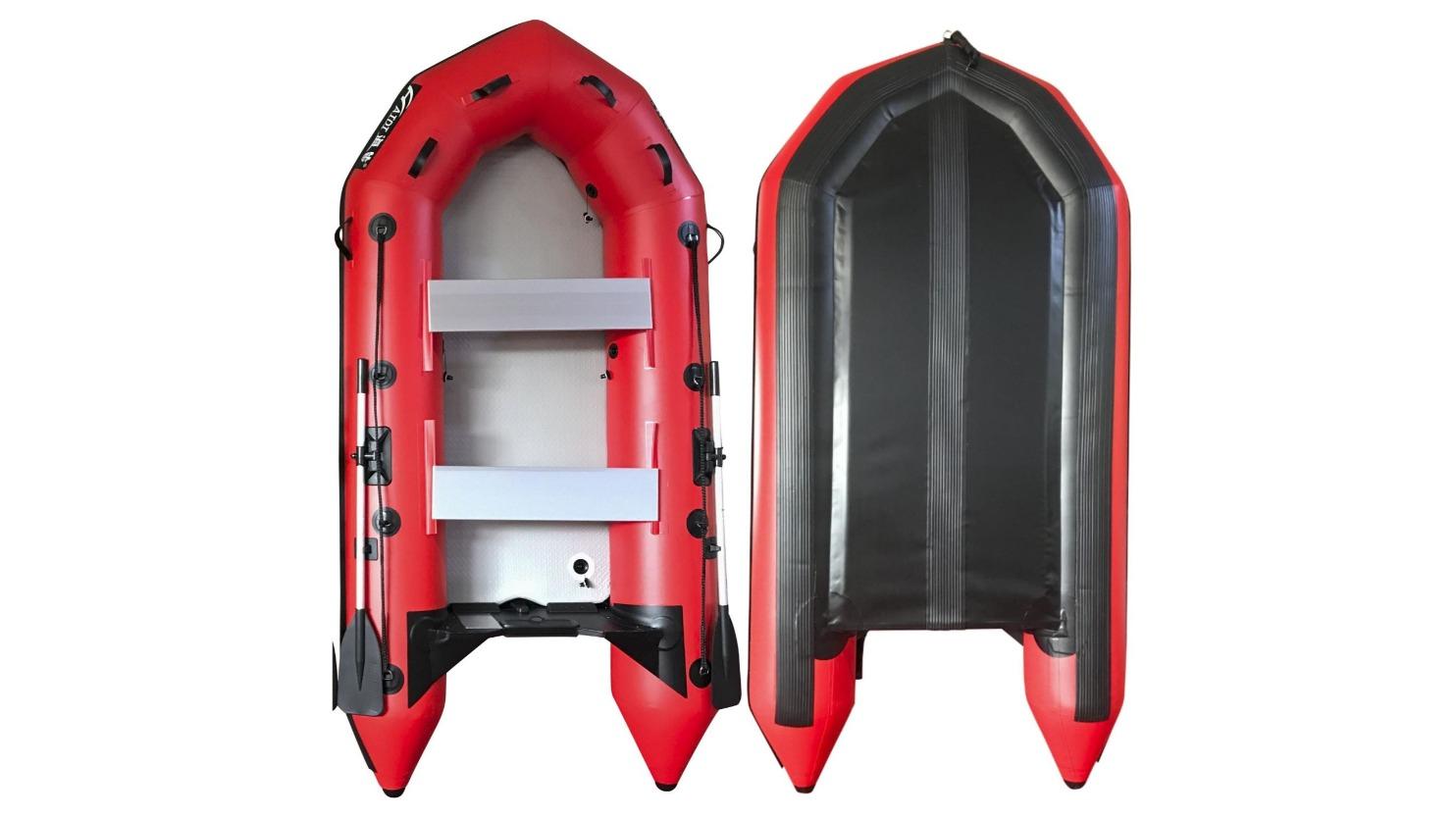 Jacksaqua Red Tender Pontoon Rescue Inflatable Dinghy and Dive Fishing Boat with Hard Floor Air-Deck