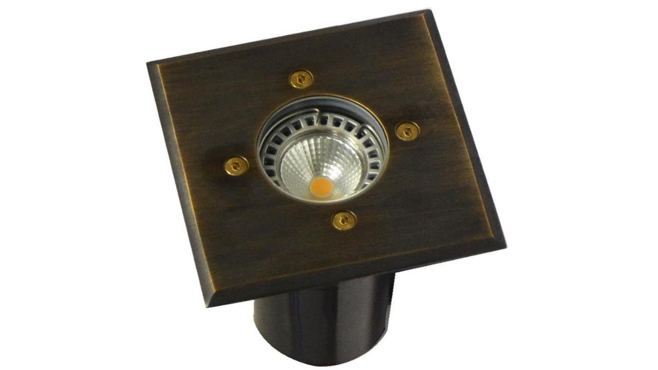 Inground Up Light MR16 Square Brass Face Plate 12cm Open IP67