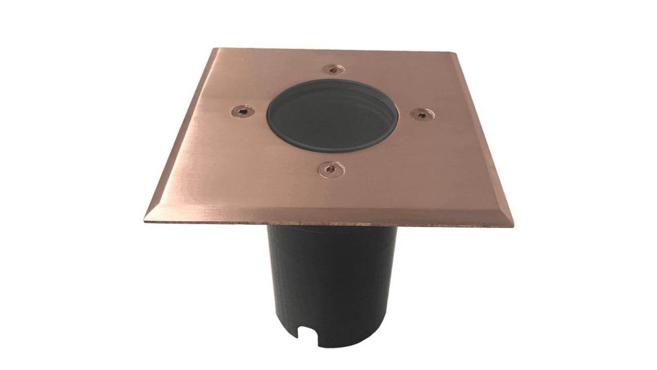 Inground Up Light MR16 Square Copper Face Plate 12cm Open IP67