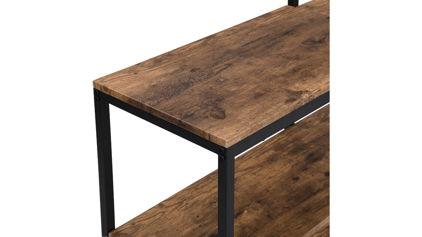 iHomdec 5Tier L Shaped Open Ladder Bookshelf Rustic Dark Brown