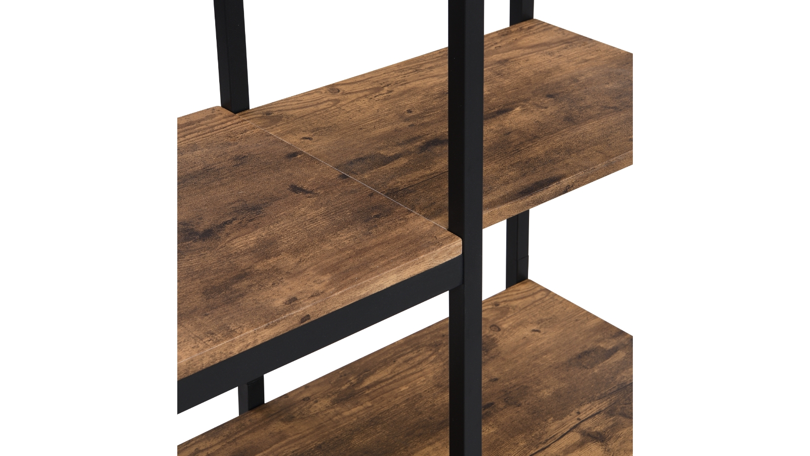 iHomdec 5Tier L Shaped Open Ladder Bookshelf Rustic Dark Brown