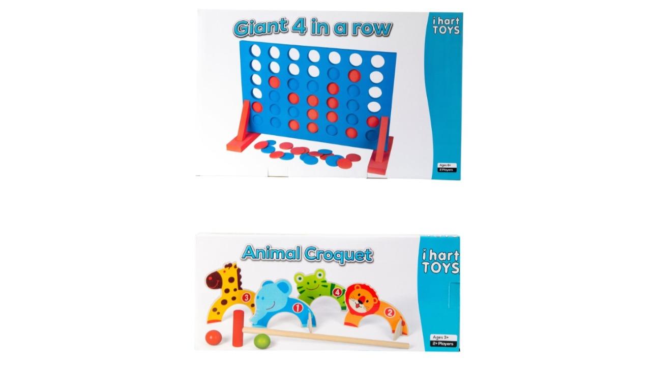 IHart Toys Giant 4 in a Row and Animal Croquet Bundle