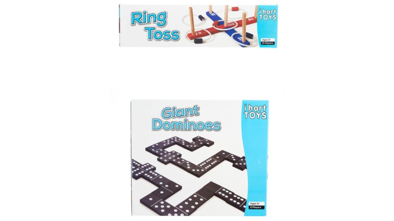 IHart Toys Ring Toss and Giant Domino Bundle