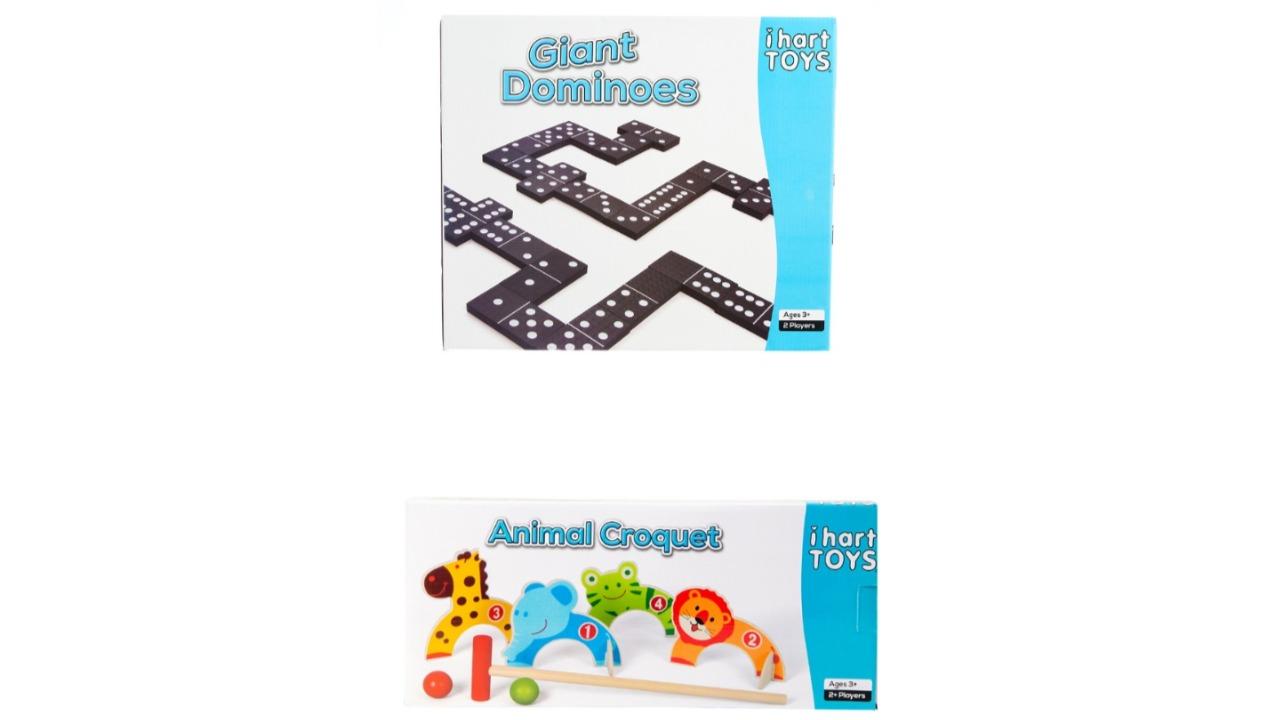 IHart Toys Giant Domino and Animal Croquet Bundle