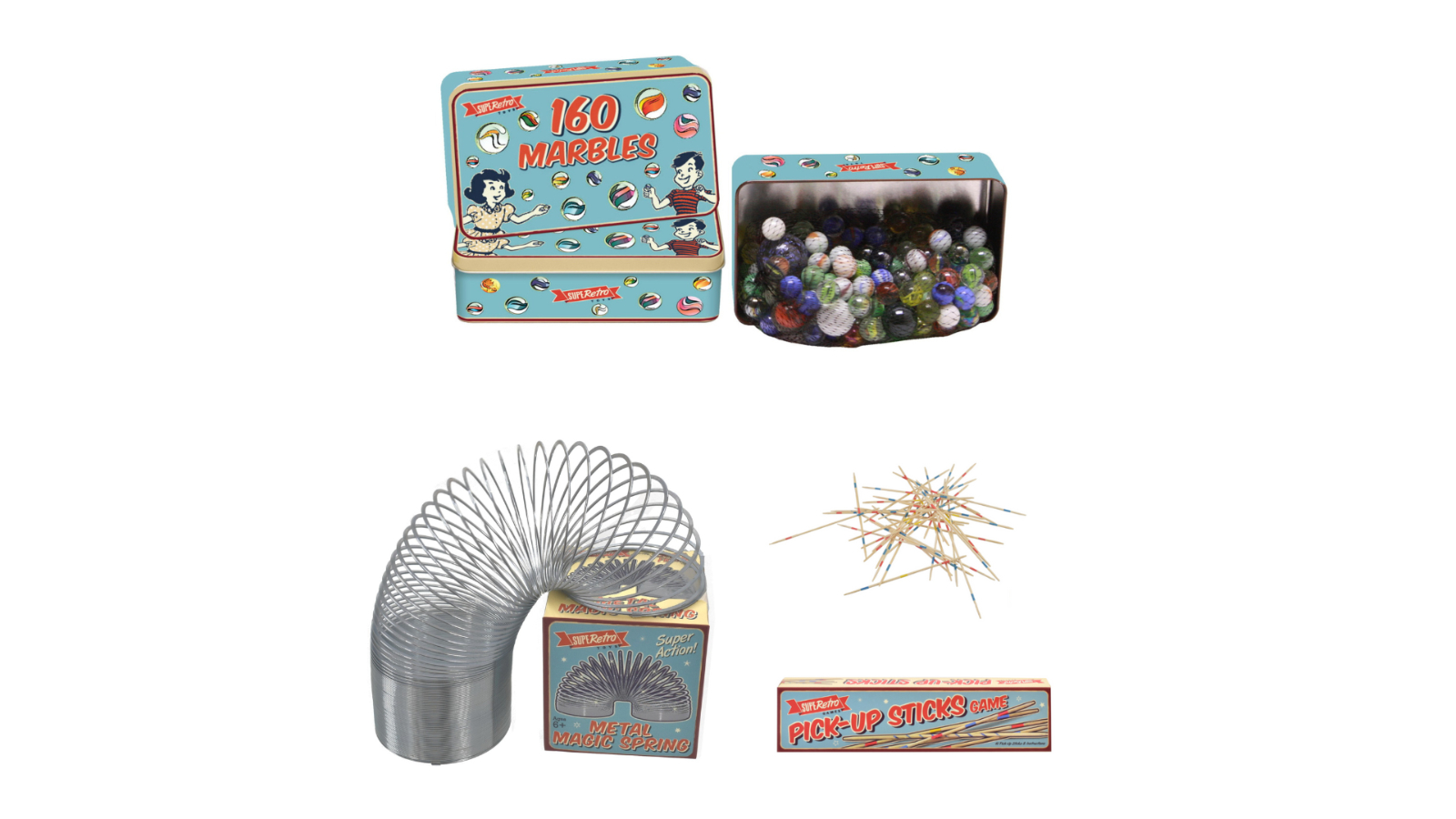 IHart Toys Metal Magic Spring 160 Piece Tin of Marbles and Pick Up ...