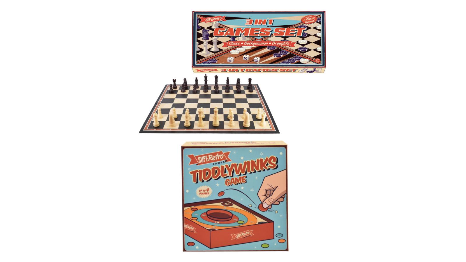 IHart Toys Retro 3-in-1 Games Set and Tiddlywinks Bundle Set