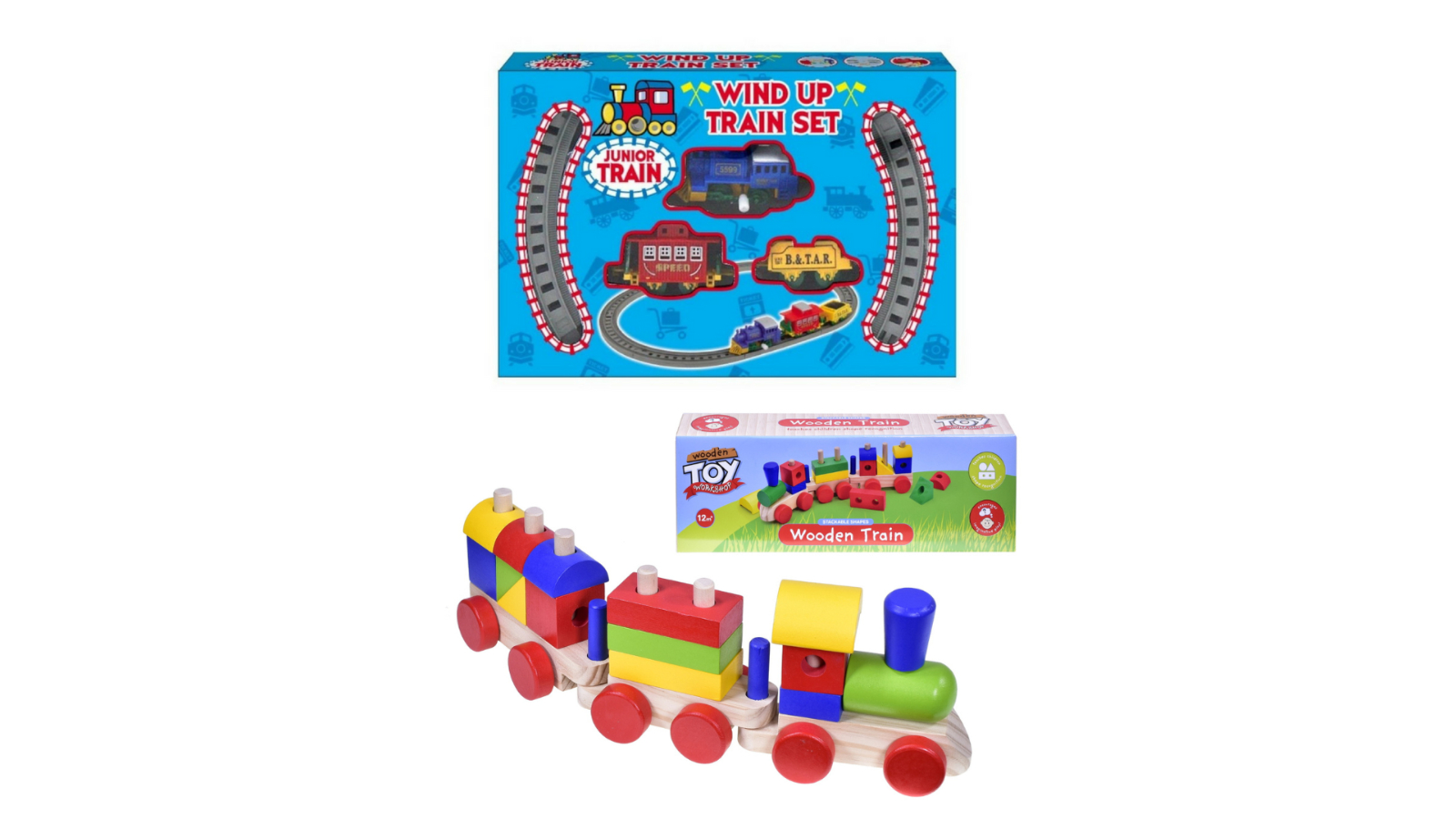 IHart Toys Wind Up and Wooden Train Bundle