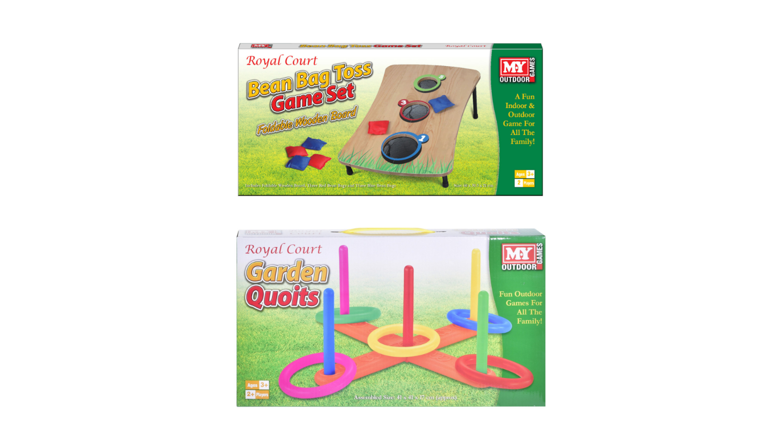 IHart Toys Wooden Bean Bag Toss Game and Plastic Garden Quoits Bundle