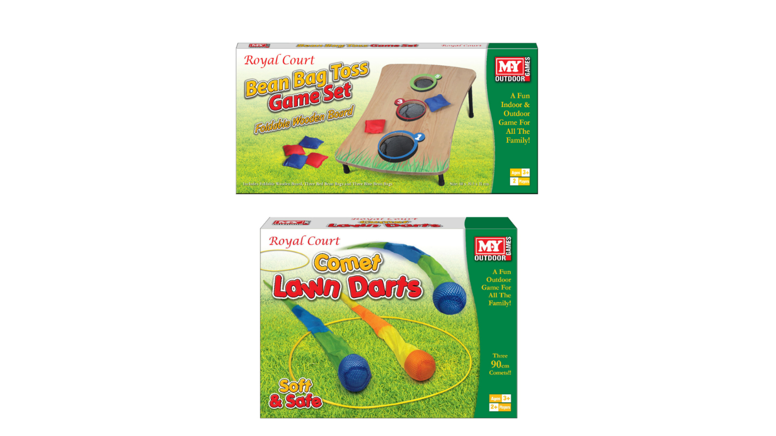 IHart Toys Wooden Bean Bag Toss Game and Comet Lawn Darts Bundle