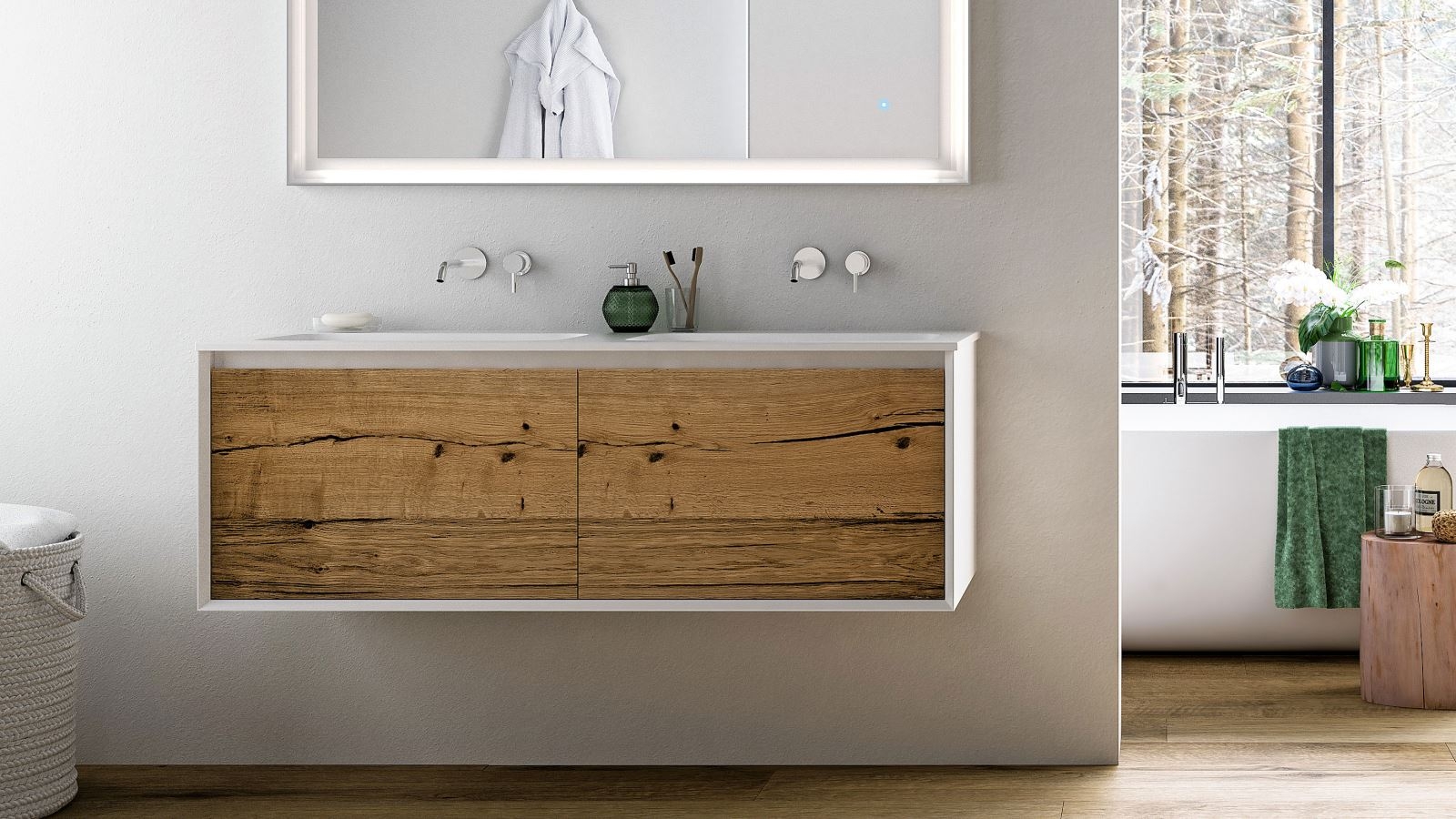 Parisi IKS LV2 1400mm Wall Mounted Vanity with Double Mineral Marmo Top