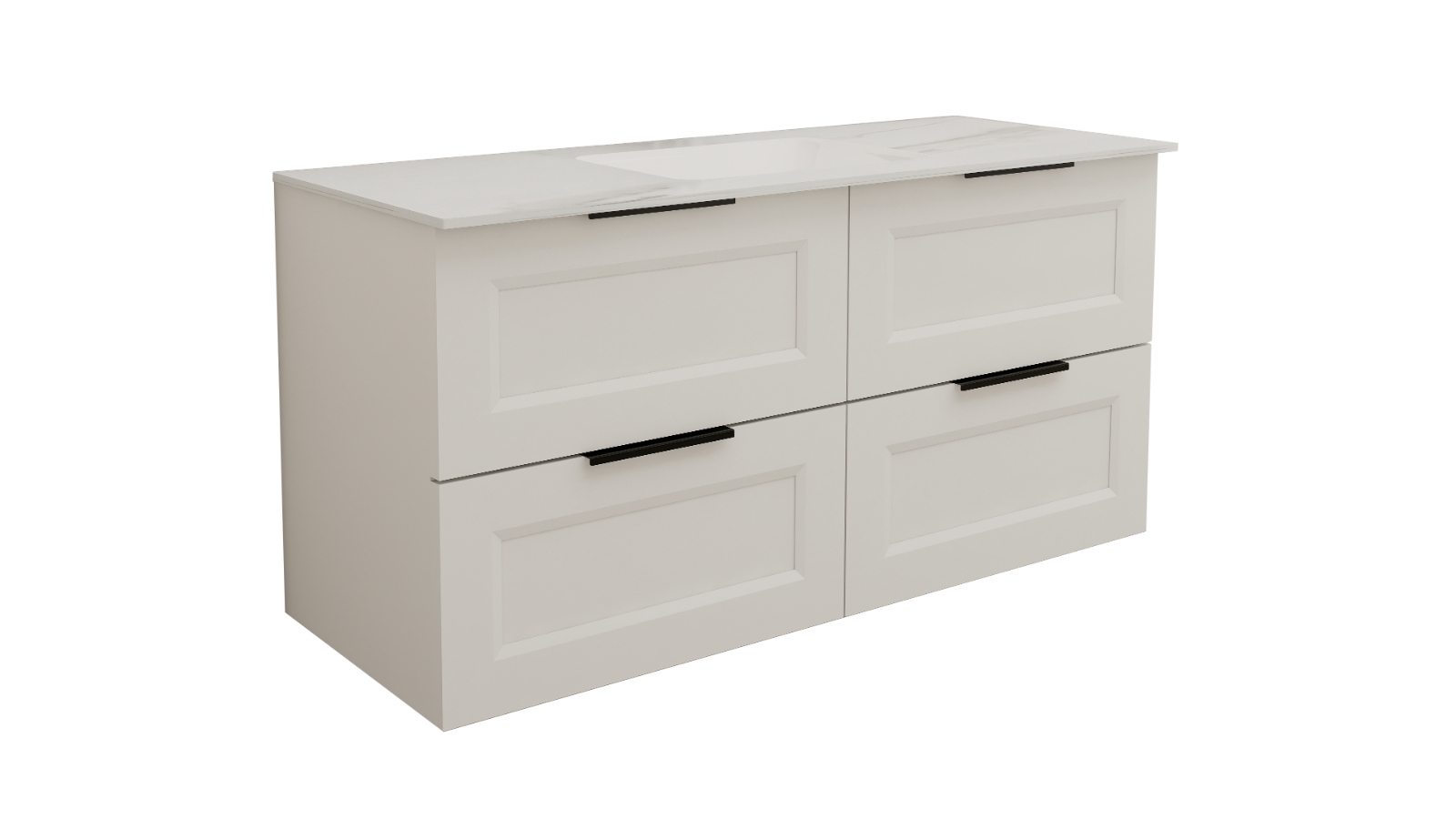 Ilume Bowral 1200mm Wall Hung Vanity with Porcelain Top and Undercounter Basin 0 Tap Hole - Matte White