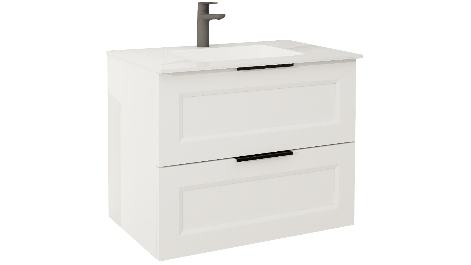 Ilume Bowral 750mm Wall Hung Vanity with Porcelain Top and Undercounter Basin 1 Tap Hole - Matte White