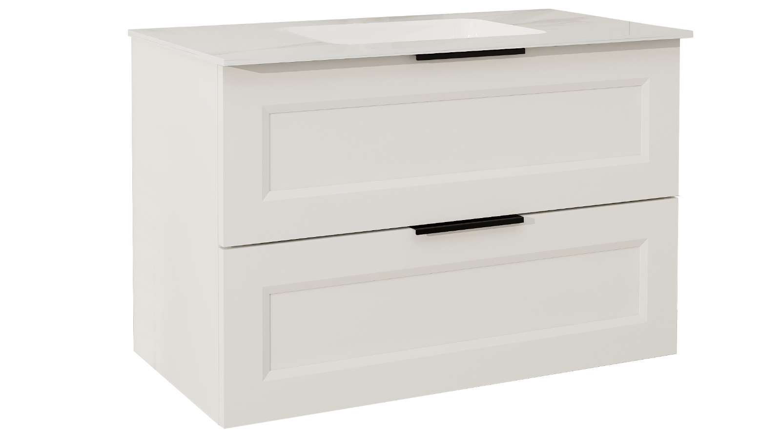 Ilume Bowral 900mm Wall Hung Vanity with Porcelain Top and Undercounter Basin 0 Tap Hole - Matte White