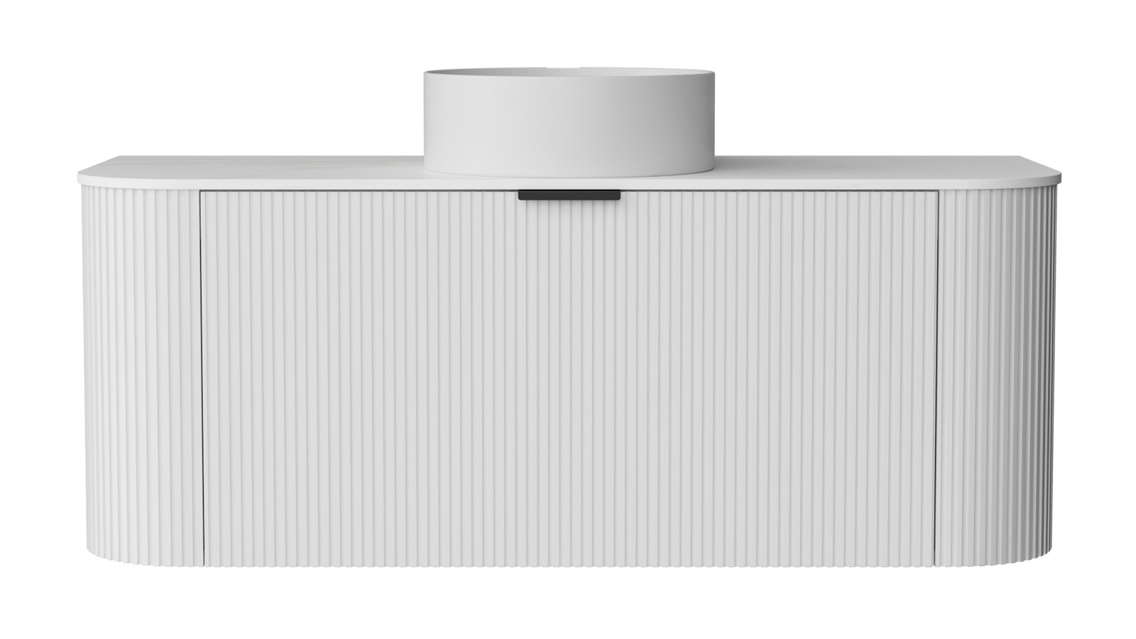 Ilume Curv 1200mm Wall Hung Vanity with Porcelain Top and Above Counter Basin 0TH - Matte White