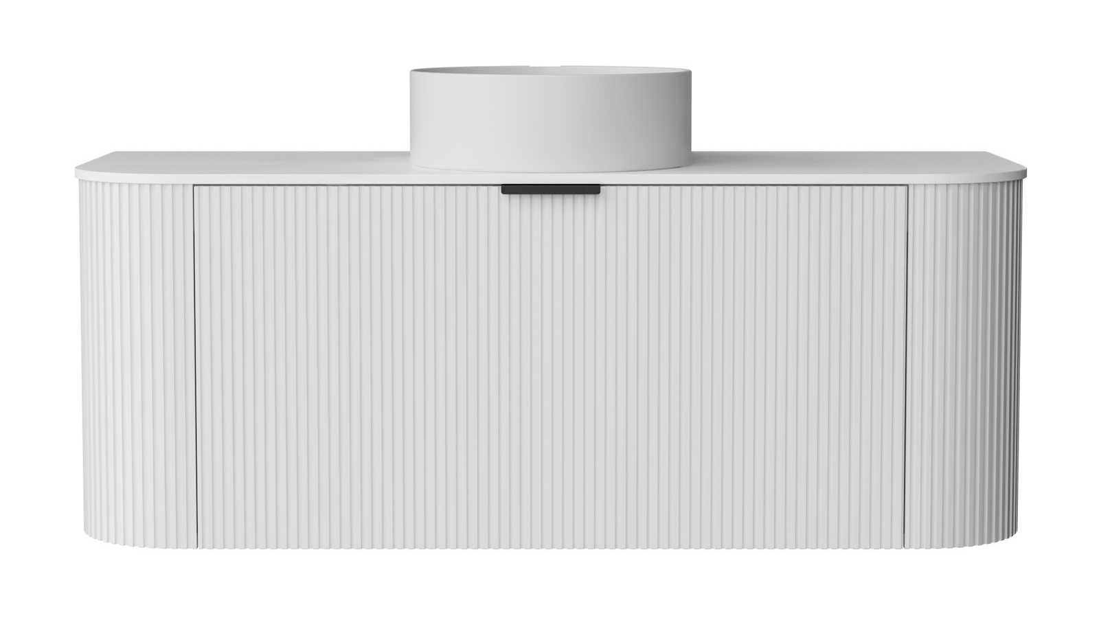 Ilume Curv 1200mm Wall Hung Vanity with Stone Top and Above Counter Basin 0TH - Matte White
