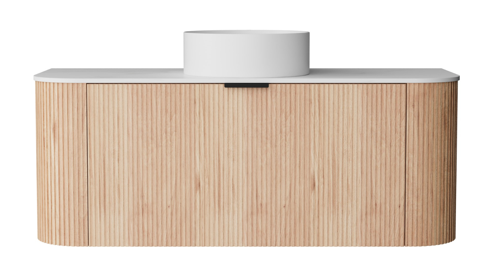 Ilume Curv 1200mm Wall Hung Vanity with Porcelain Top and Above Counter Basin 0TH - Oak