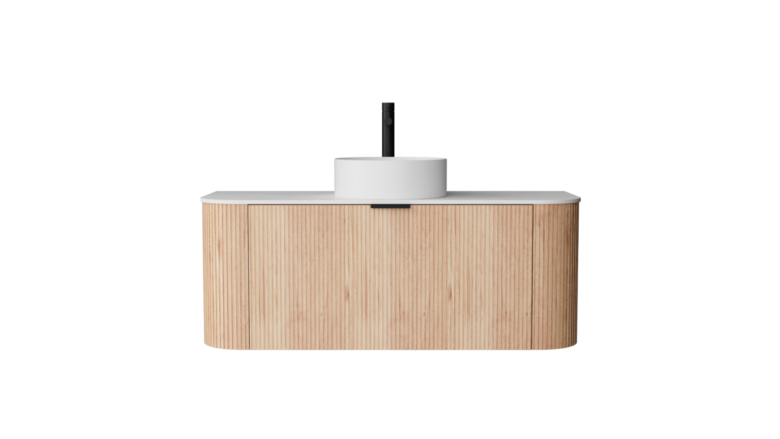 Ilume Curv 1200mm Wall Hung Vanity with Porcelain Top and Above Counter Basin 1 Tap Hole - Oak