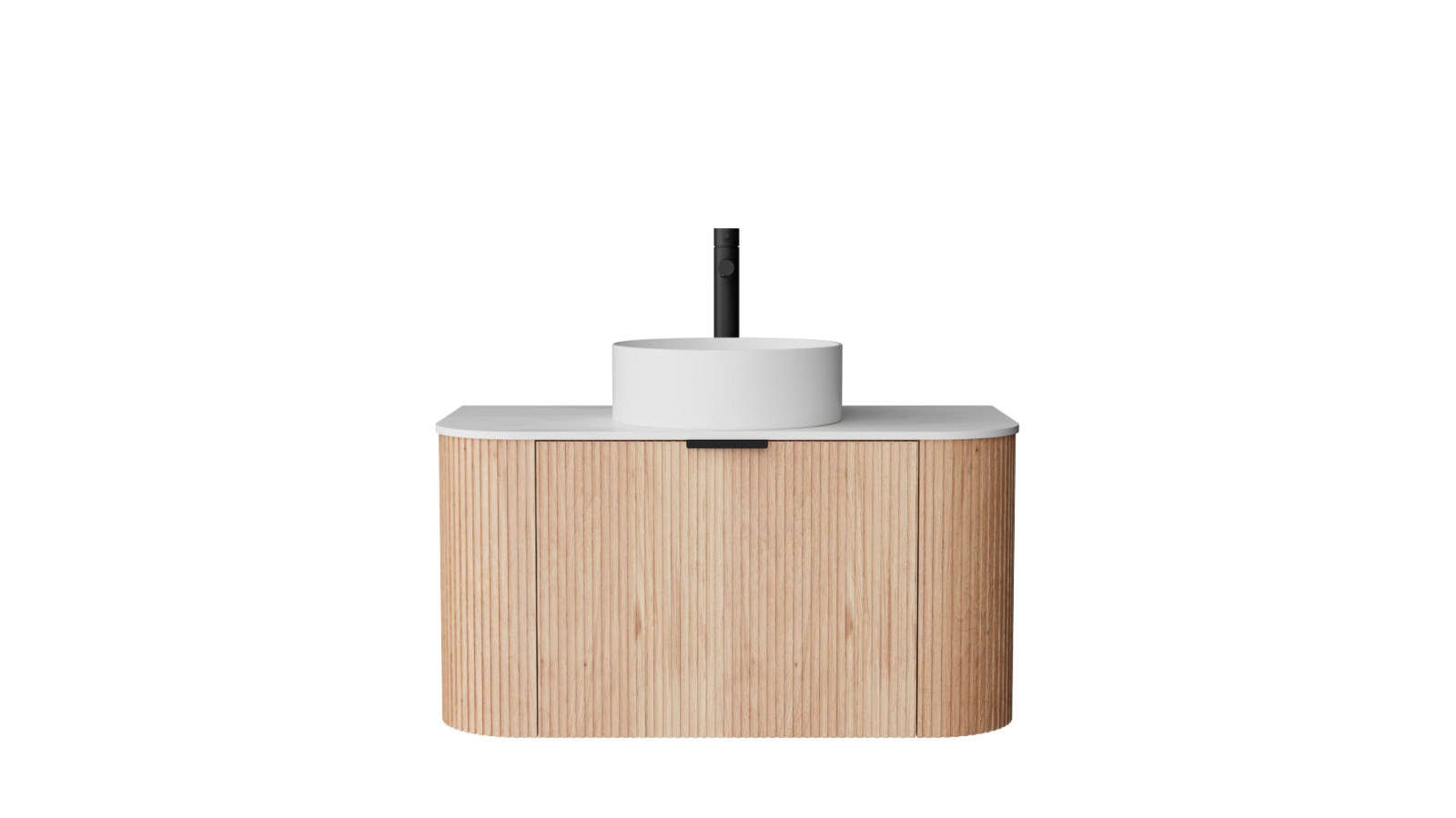 Ilume Curv 750mm Wall Hung Vanity with Porcelain Top and Above Counter Basin 1 Tap Hole - Oak