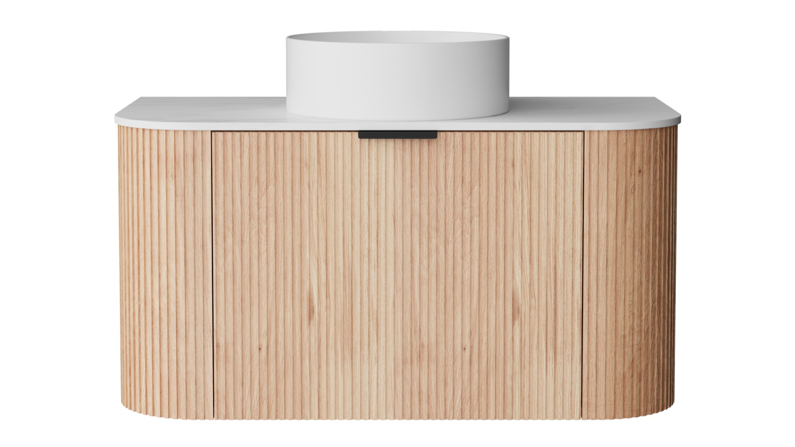 Ilume Curv 900mm Wall Hung Vanity with Porcelain Top and Above Counter Basin 0TH - Oak