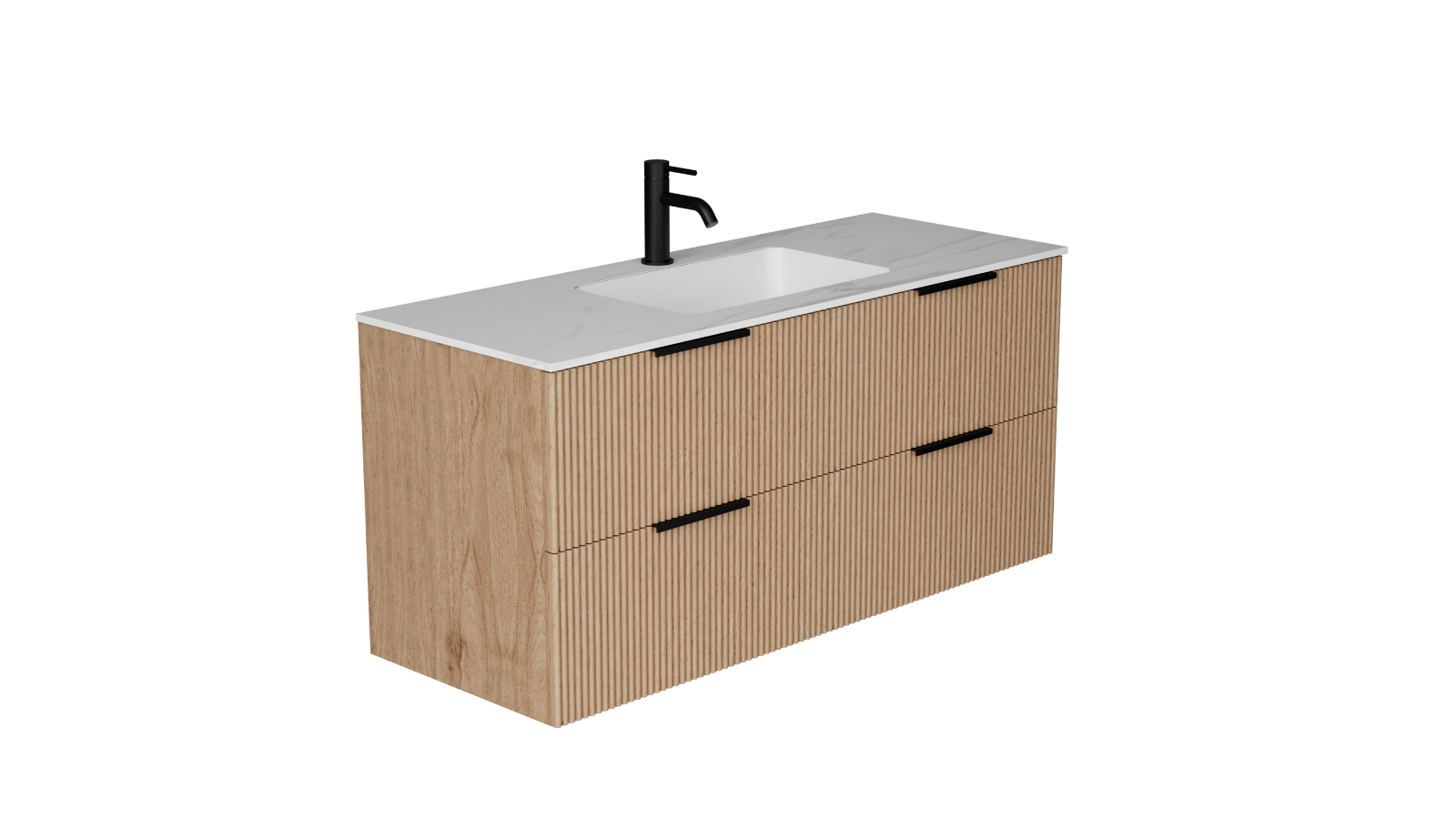 Ilume Superb 1200mm Wall Hung Vanity with Porcelain Top and Undercounter Basin 1 Tap Hole - Oak