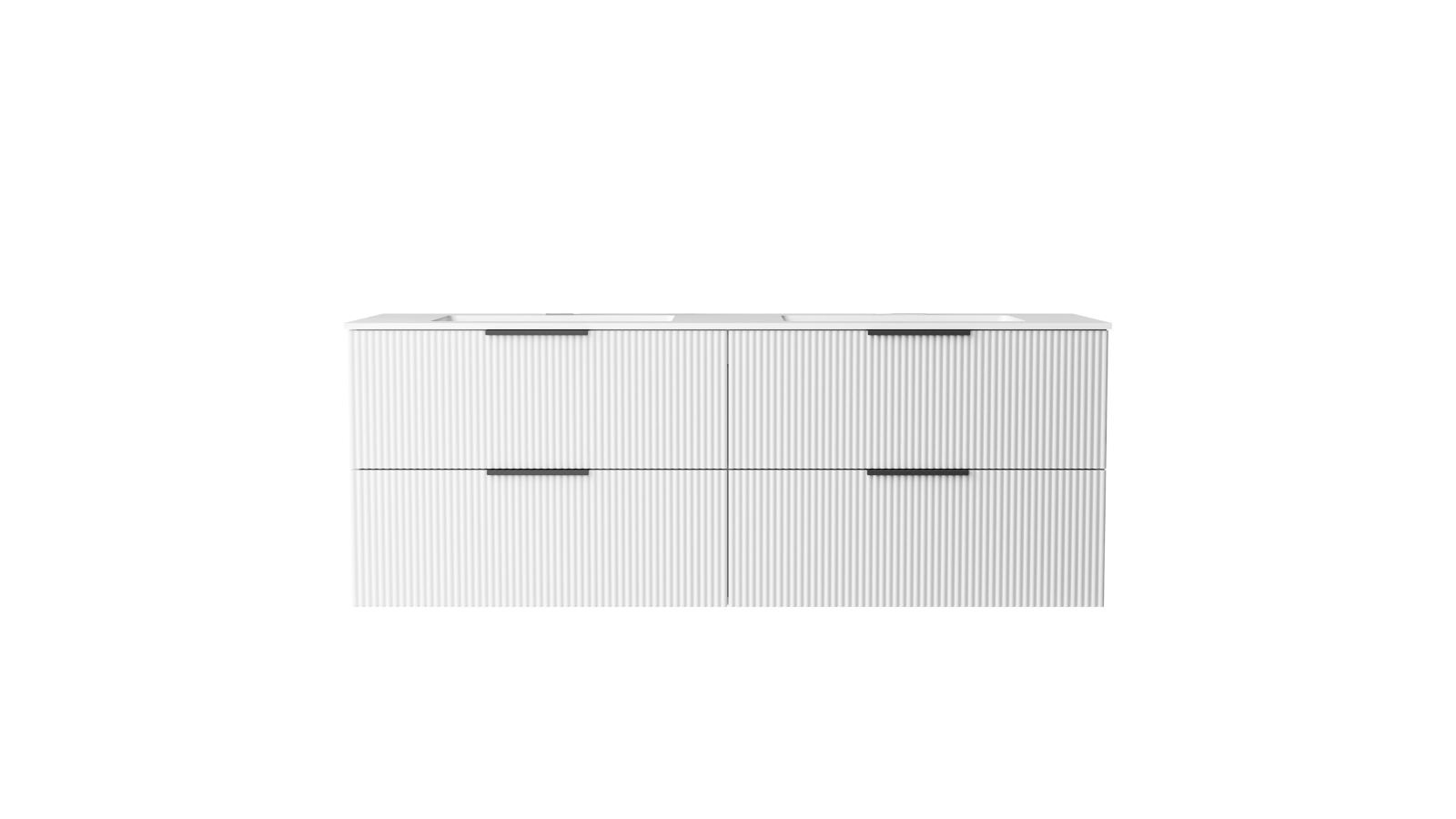 Ilume Superb 1500mm Wall Hung Vanity with Porcelain Top and Double Undercounter Basin 0 Tap Hole - Matte White