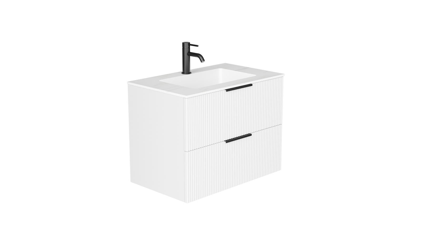Ilume Superb 750mm Wall Hung Vanity with Porcelain Top and Undercounter Basin 1 Tap Hole - Matte White