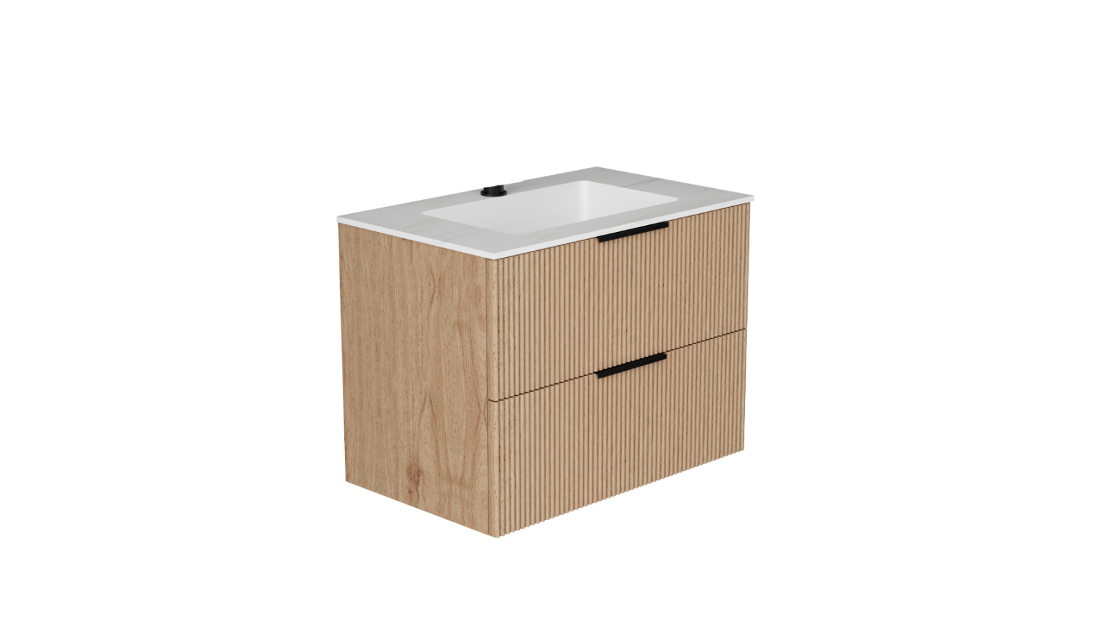 Ilume Superb 750mm Wall Hung Vanity with Porcelain Top and Undercounter Basin 0 Tap Hole - Oak