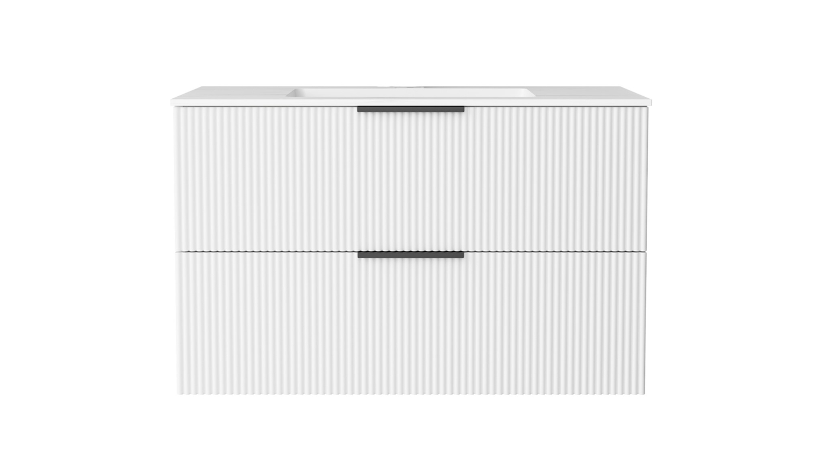 Ilume Superb 900mm Wall Hung Vanity with Porcelain Top and Undercounter Basin 0 Tap Hole - Matte White