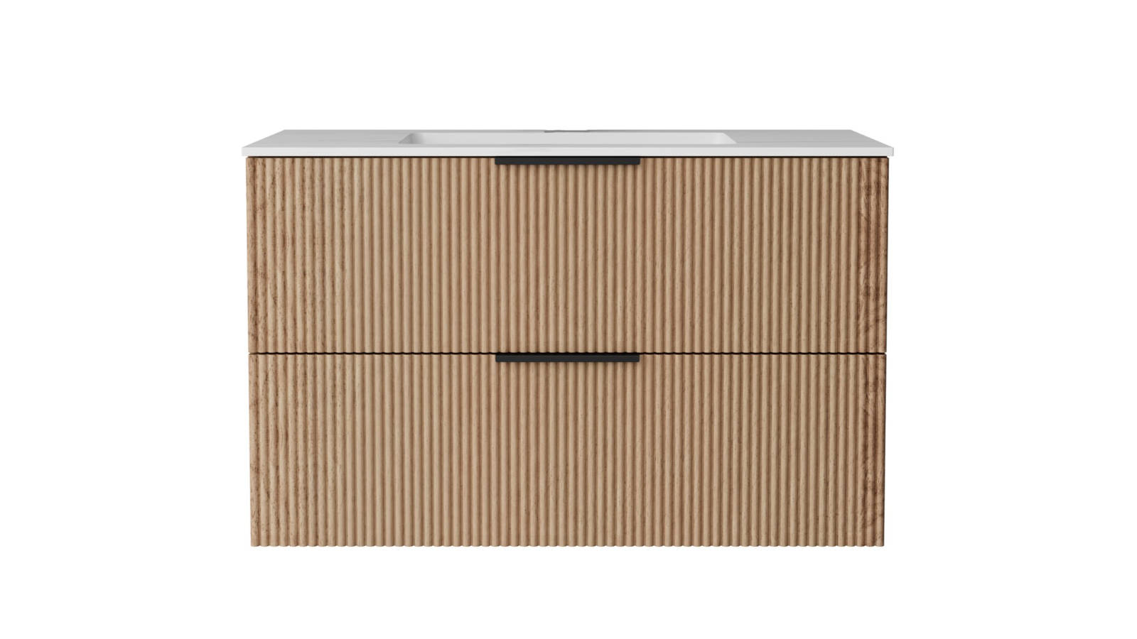 Ilume Superb 900mm Wall Hung Vanity with Porcelain Top and Undercounter Basin 0 Tap Hole - Oak
