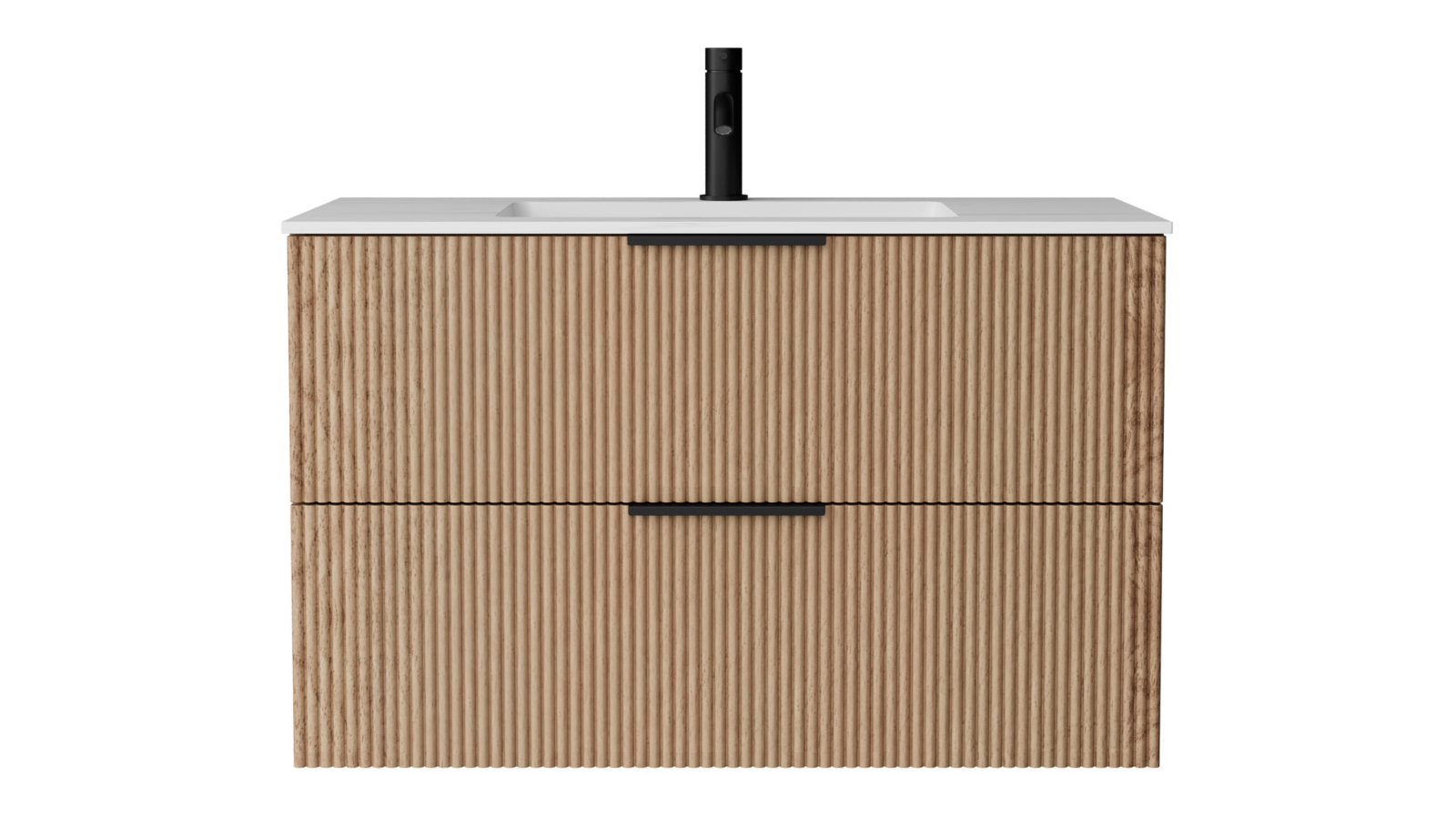 Ilume Superb 900mm Wall Hung Vanity with Porcelain Top and Undercounter Basin - Oak