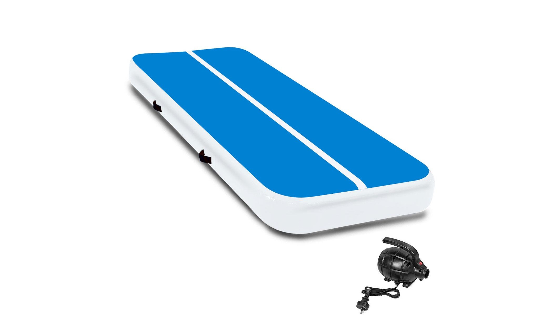 4m Air Track Tumbling Mat with Pump - Blue/White