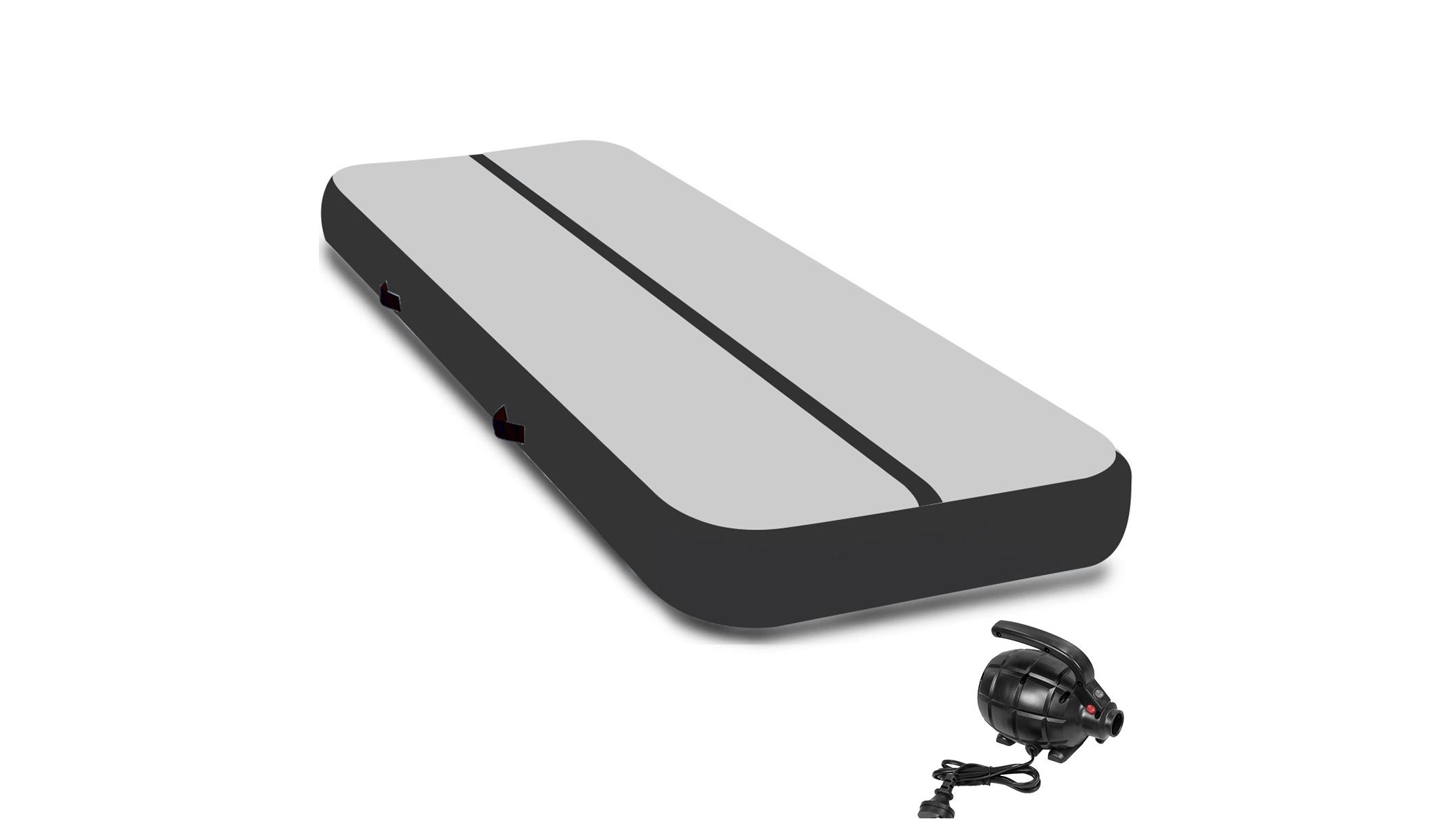 PowerTrain 4m x 2m Air track Tumbling Mat with Pump - Grey/Black