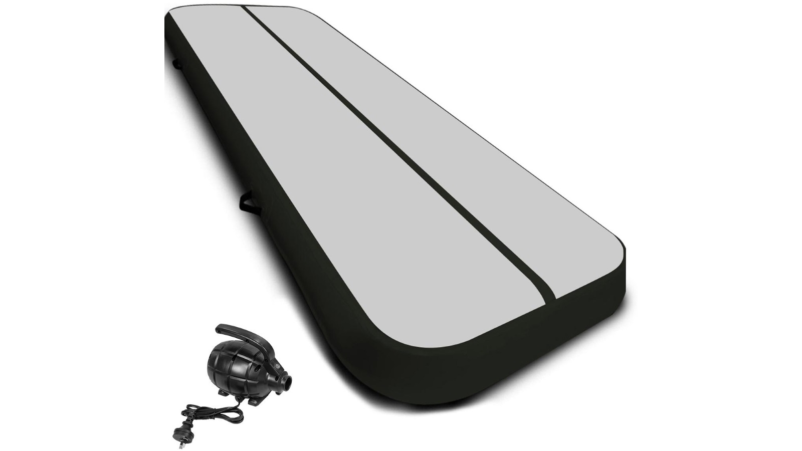 Powertrain 6mx2m Air Track Tumbling Mat with Pump - Grey/Black