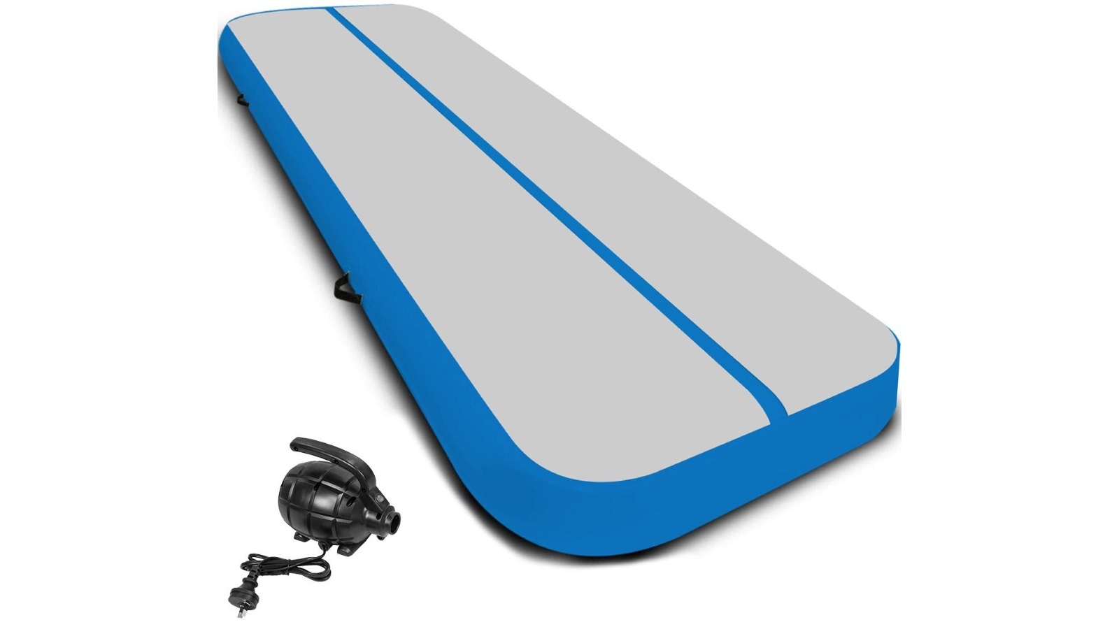 Powertrain 6mx2m Air Track Tumbling Mat with Pump - Grey/Blue