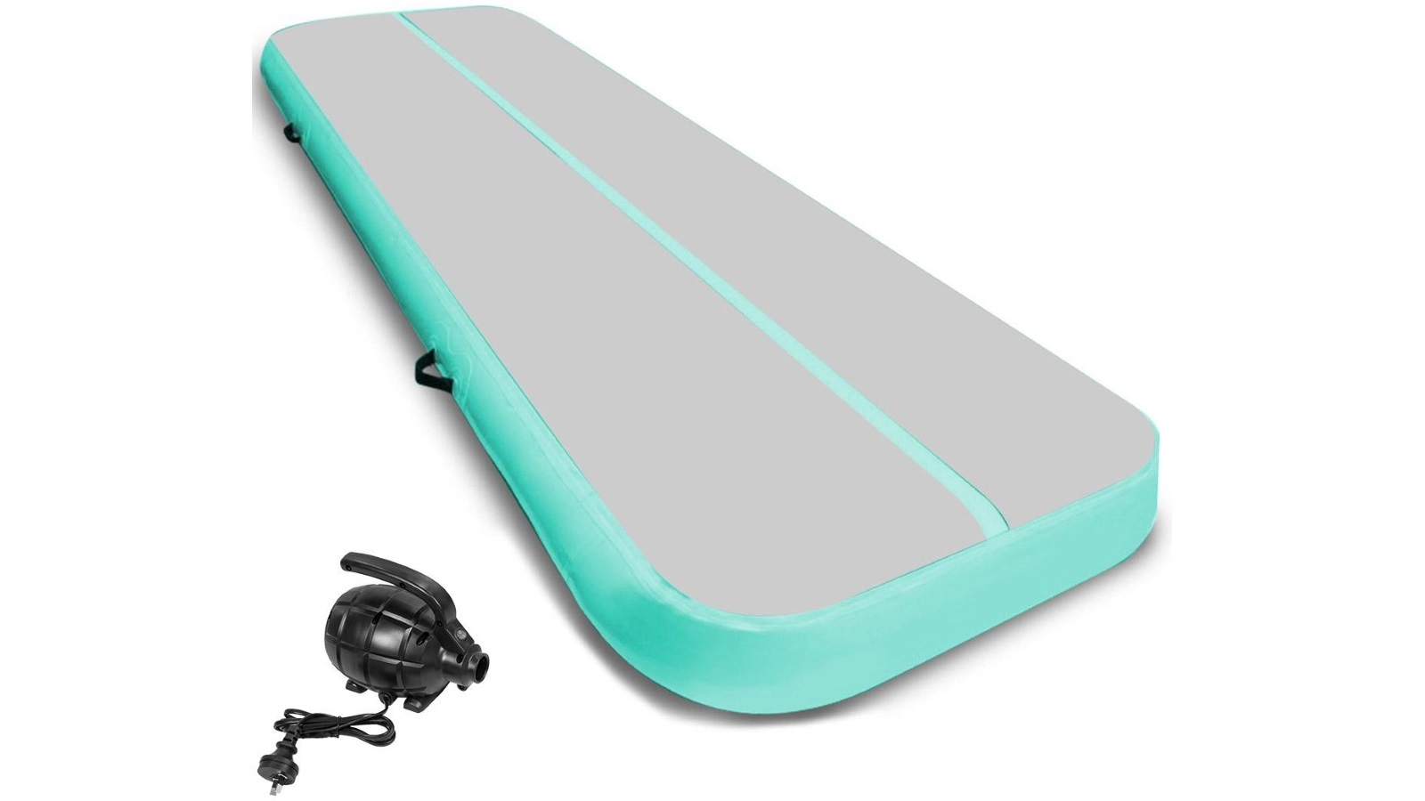 Powertrain 6mx2m Air Track Tumbling Mat with Pump - Grey/Green