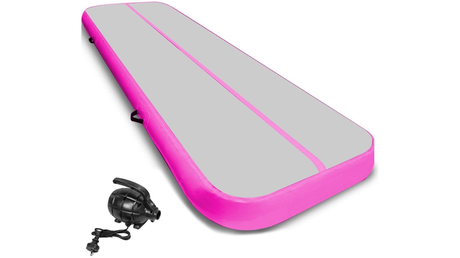 Powertrain 6mx2m Air Track Tumbling Mat with Pump - Grey/Pink