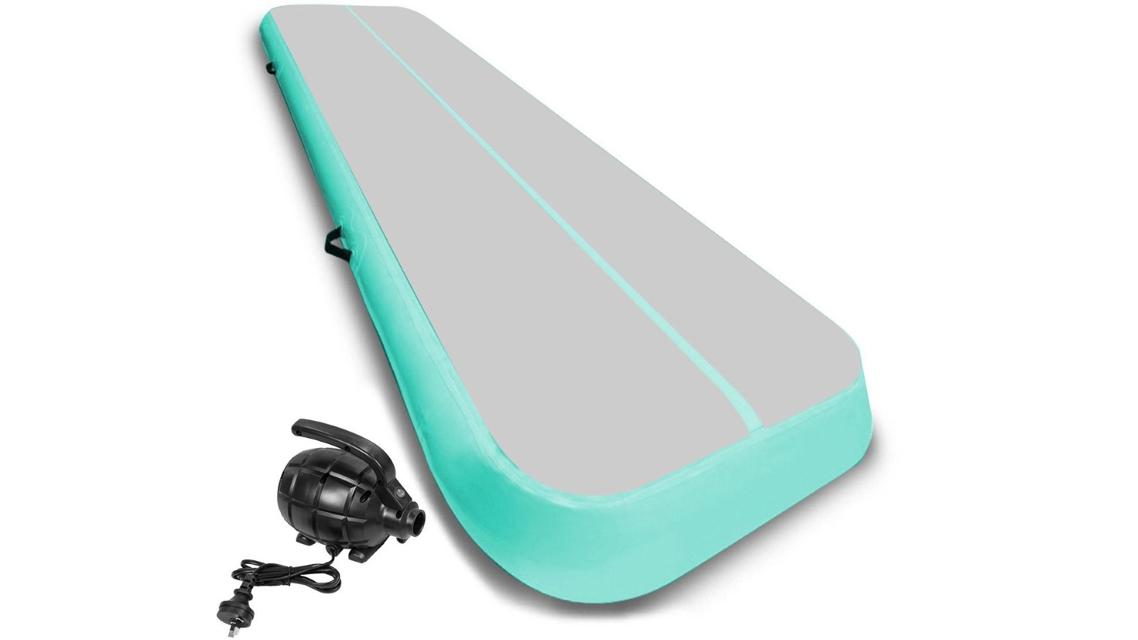 Powertrain 7m Air Track Tumbling Mat with Pump - Grey/Green