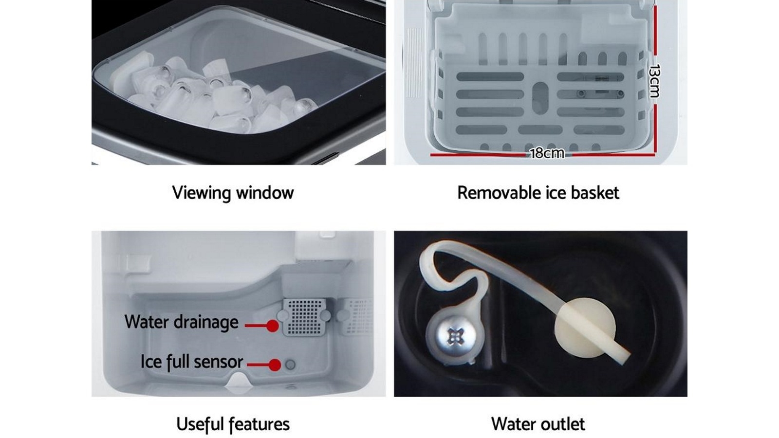 Devanti 2L Ice Cube Maker Machine Black Harvey Norman