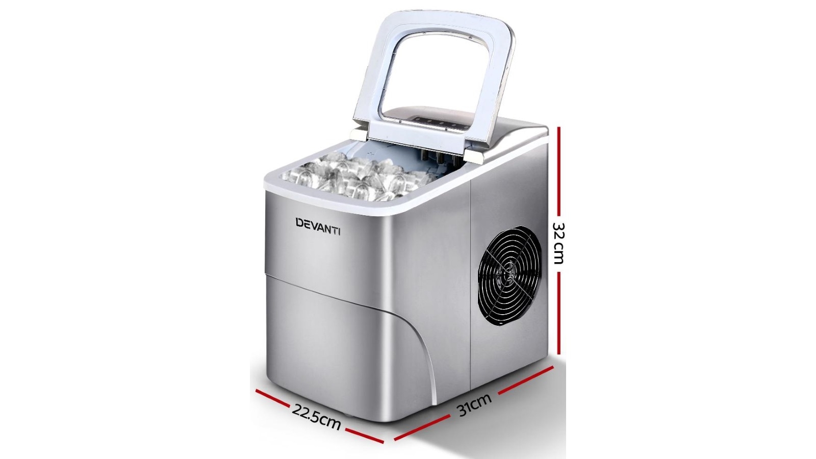 Devanti Portable Ice Cube Maker Machine Silver Harvey Norman