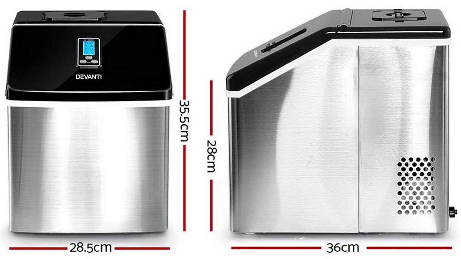 Devanti 3.2L 18kg Commercial Ice Maker Silver Harvey Norman