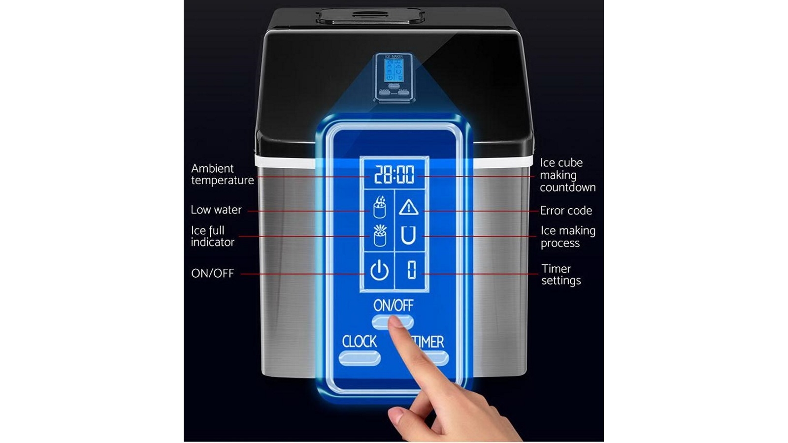 Devanti 3.2L 18kg Commercial Ice Maker Silver Harvey Norman