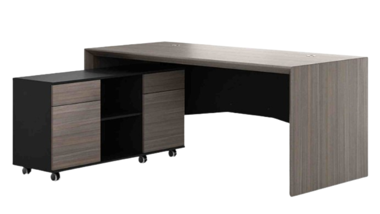 Innovatec Monte 180cm Executive Desk with Reversible Mobile Return - Hazelnut/Grey