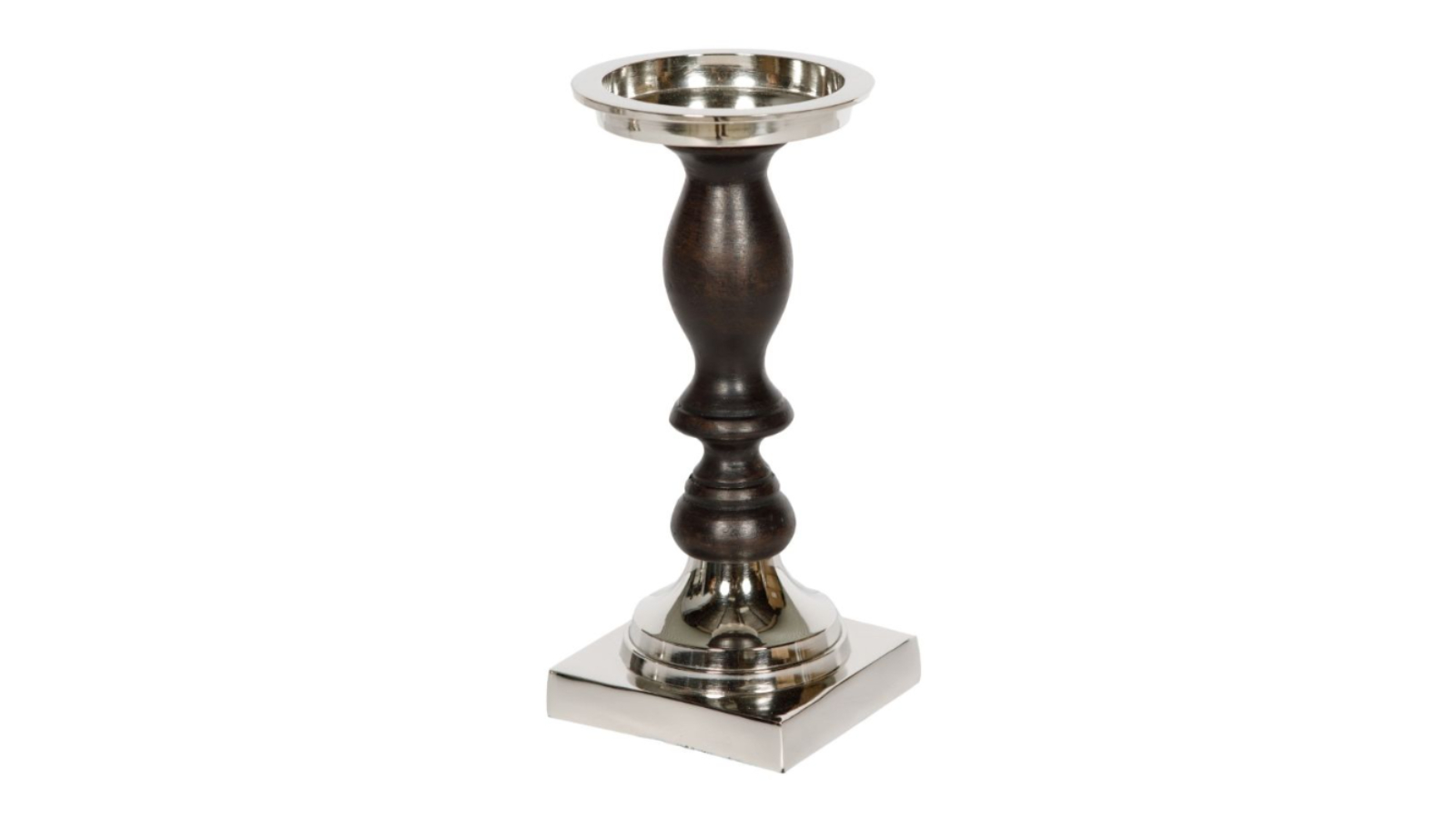 SSH Collection Black Timber and Nickel Lucille Tall Single Candle Holder - 30cm 